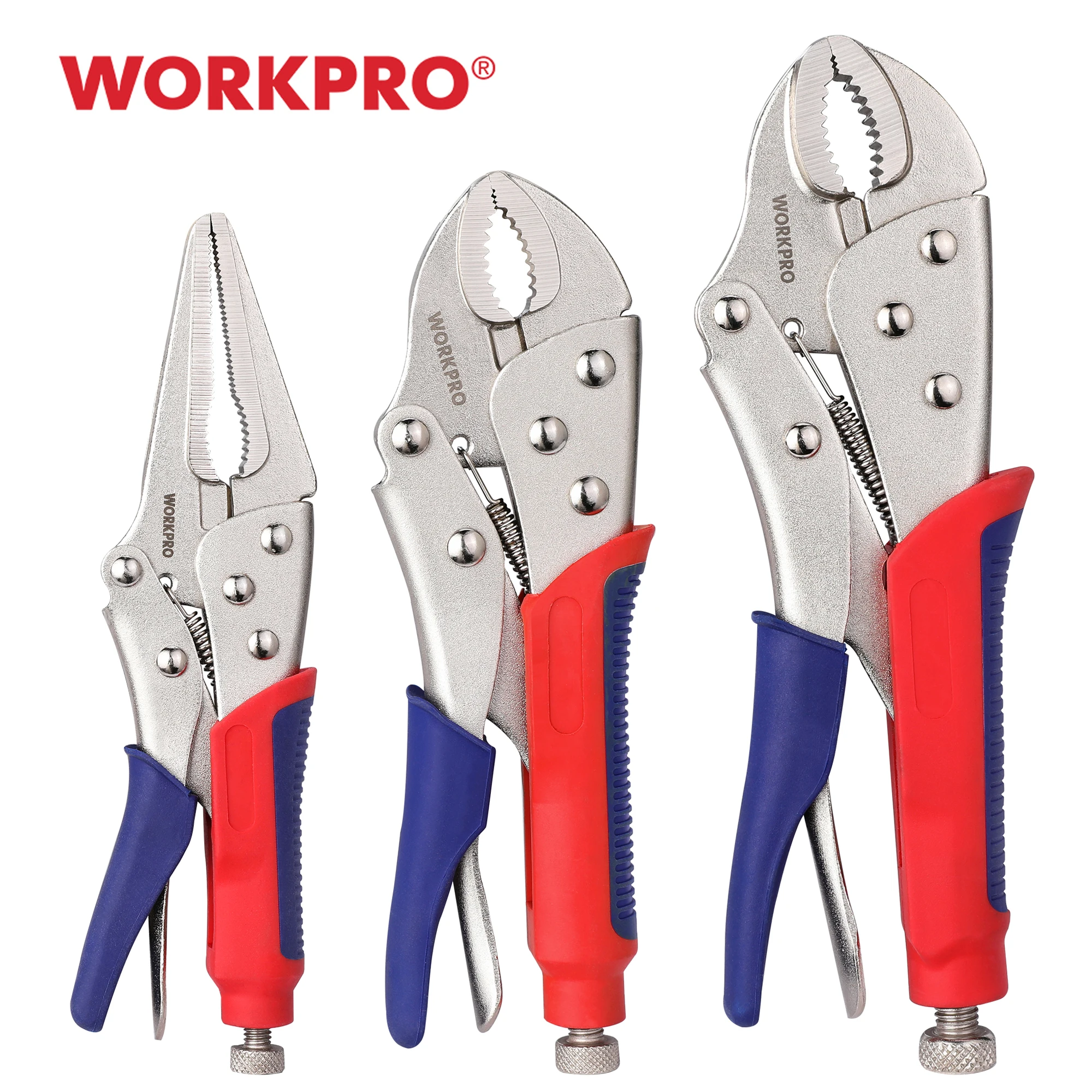 

WORKPRO WORKPRO 3PC Locking Pliers Welding Hand Tools Pliers Set 7" 10" Curved Jaw Plier Set 6-1/2" Straight for Car Repair