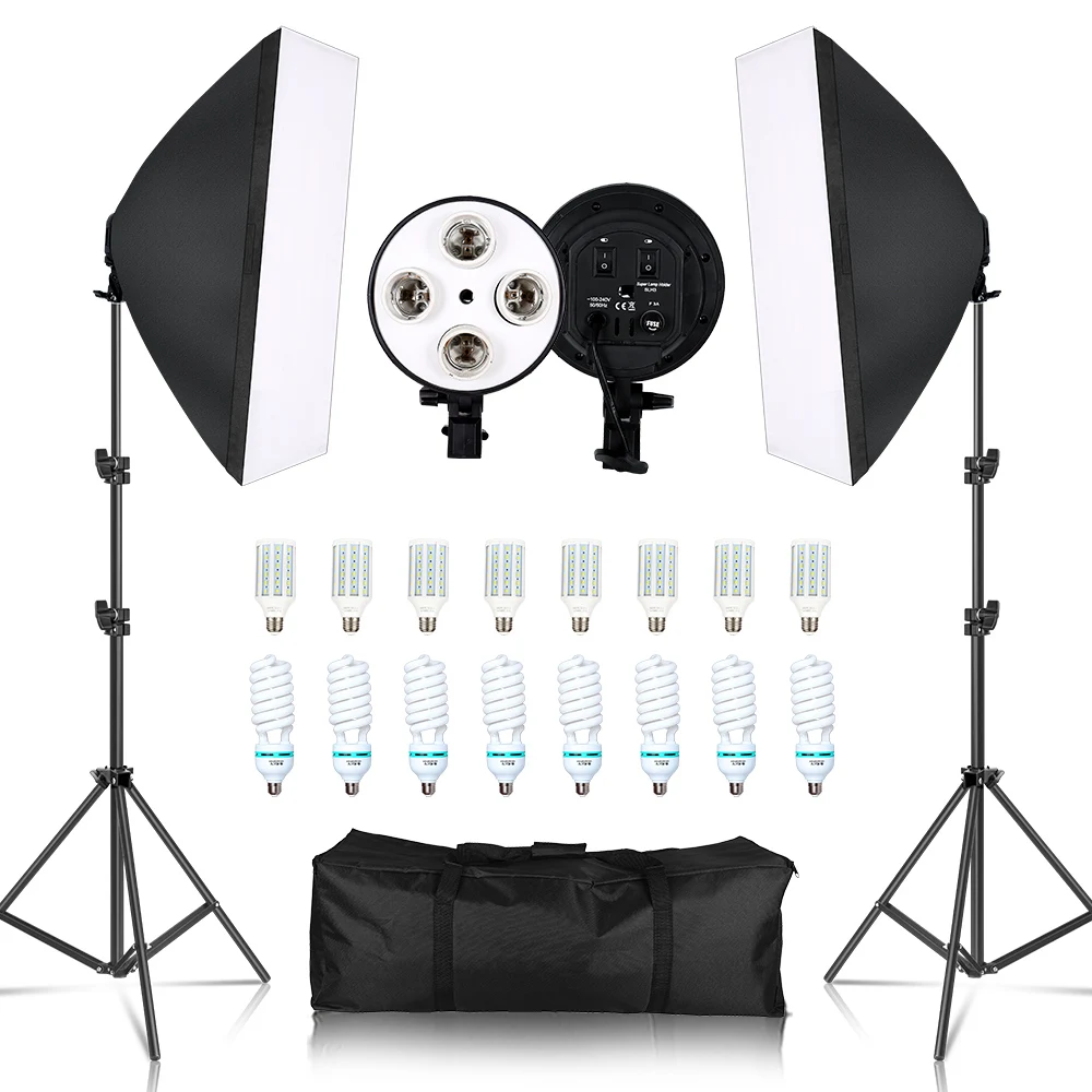 

50x70CM Soft Box Photography Softbox Lighting Kit E27 Base Four Lamp Holder Softbox Kit Equipment For Photo Studio Kit Shooting
