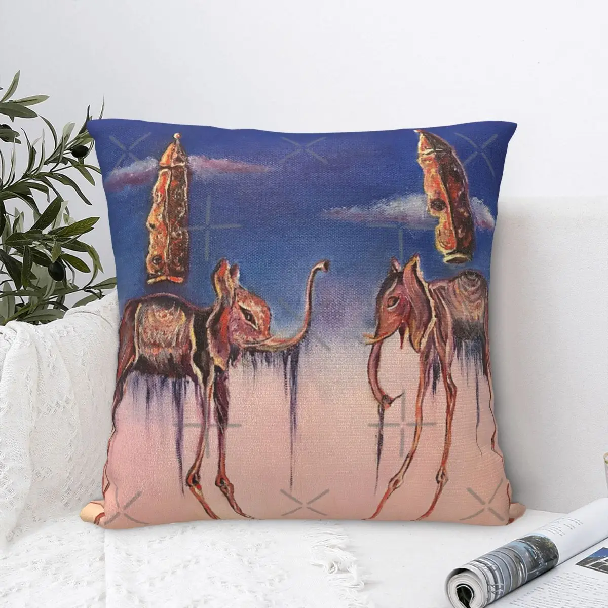 Наволочка со слонами Дали наволочка большой размер полиэстер чехол для подушки