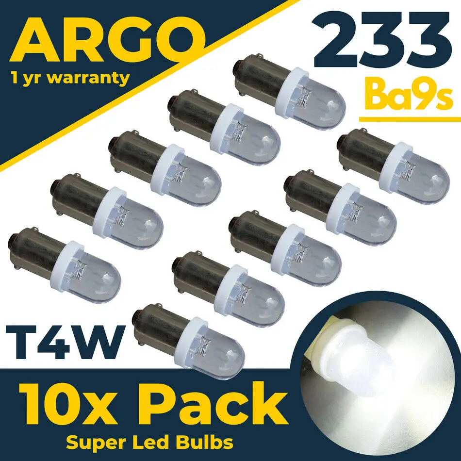 

T4w Ba9s 233 Sidelight Led White Bayonet T11 Car Interior Xenon Side Light Bulbs