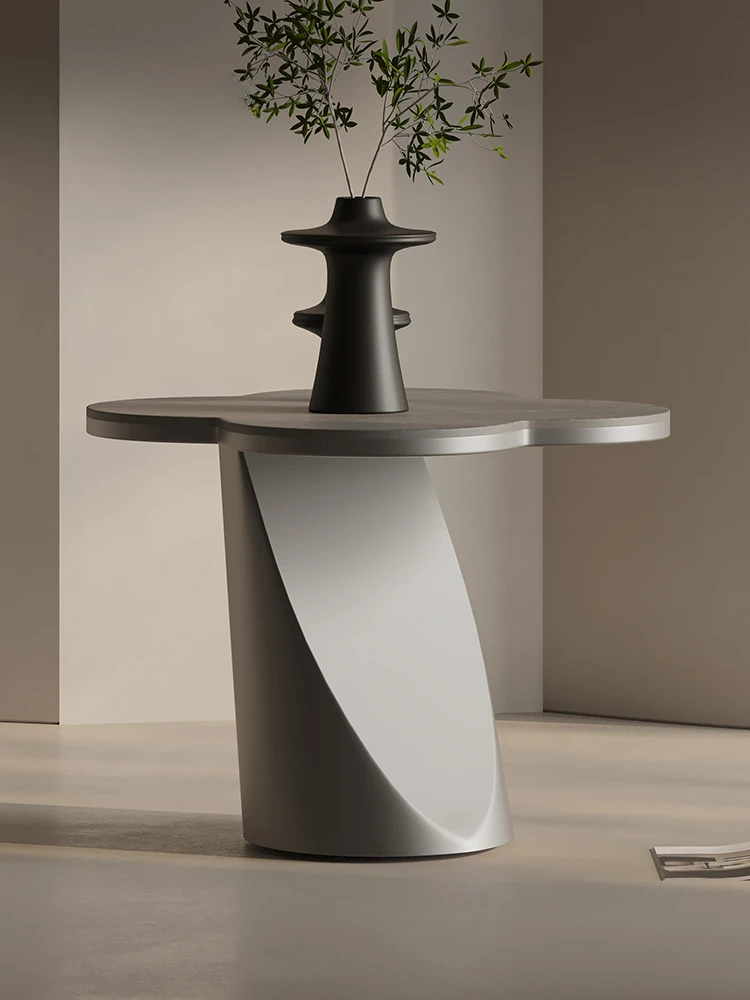 Designerski model sofy z kamiennej płyty o specjalnym kształcie Mały stolik kawowy Prosty narożny ze stali nierdzewnej