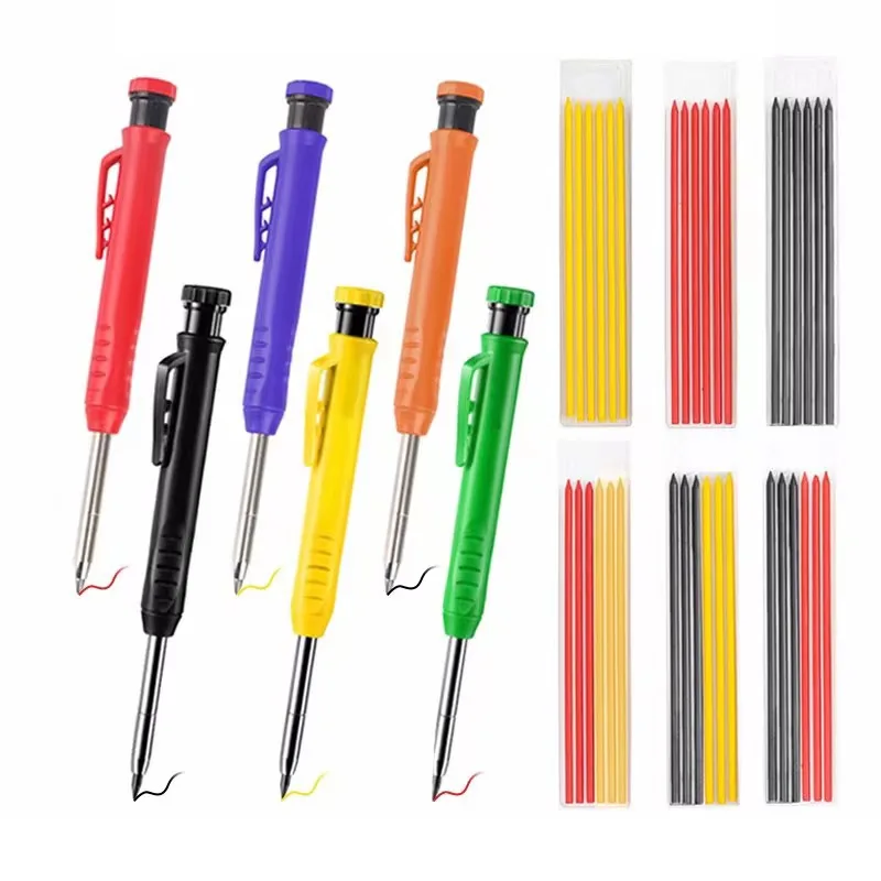 

Твердый плотницкий карандаш со встроенной точилкой для заправки, механический строительный карандаш для деревообработки, принадлежности для маркеров для рисования линий