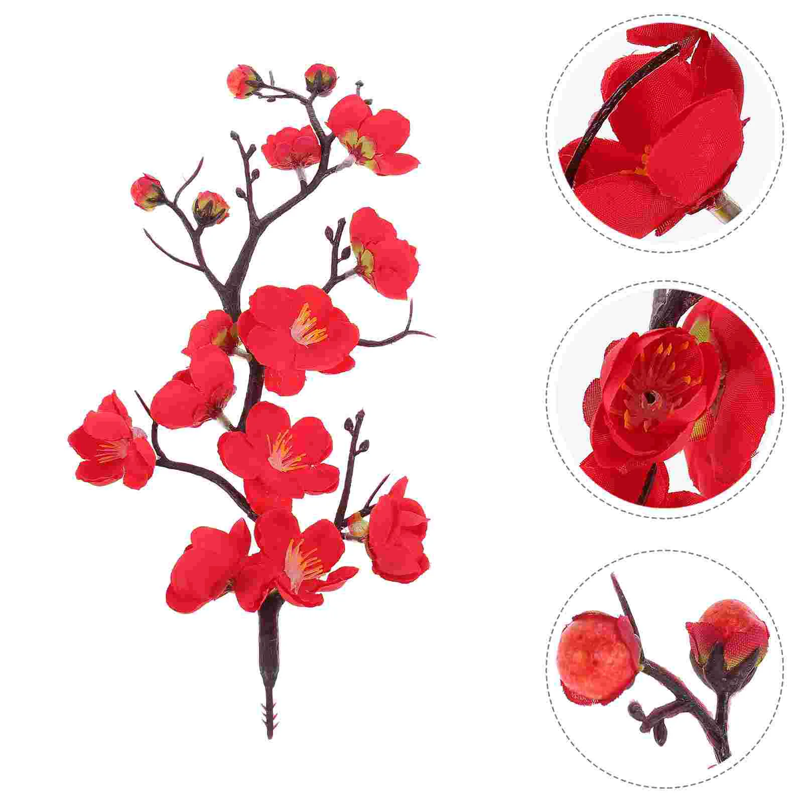 

Stems Fake Flowers Party Wintersweet Ornament Artificial Red For Decor Home Decorative False Adornment