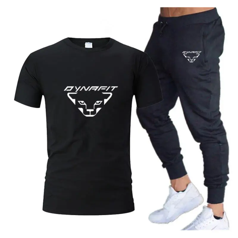 2023 Men's Two-piece Sportswear Suit DYNAFIT Short Sleeved Casual T-shirt and Pants Summer Sports Fitness Jogging Men Sets