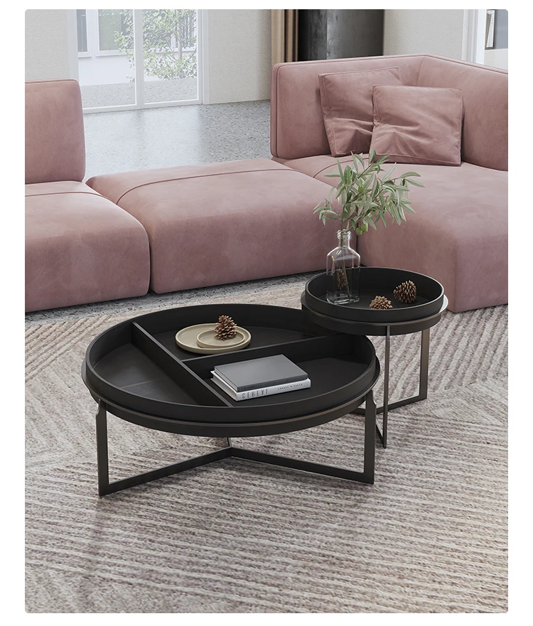 

Modern light luxury tea table Italian minimalist style storage round small family tea table designer furniture