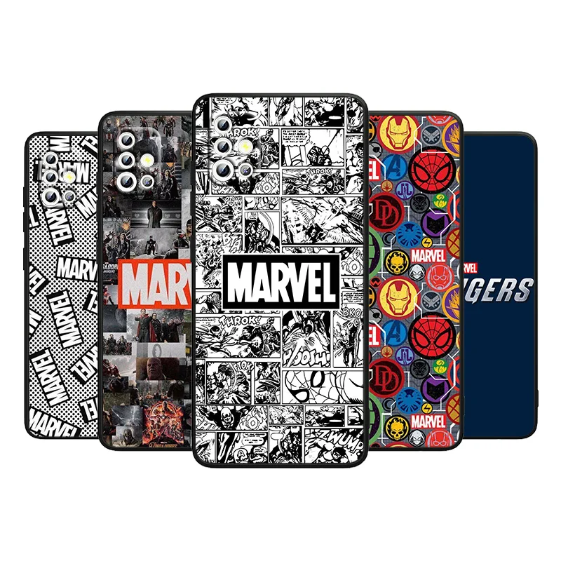Черный чехол для телефона с логотипом Marvel мстители Samsung Galaxy A91 A73 A72 A71 A53 A52 A51 A42 A33 A32