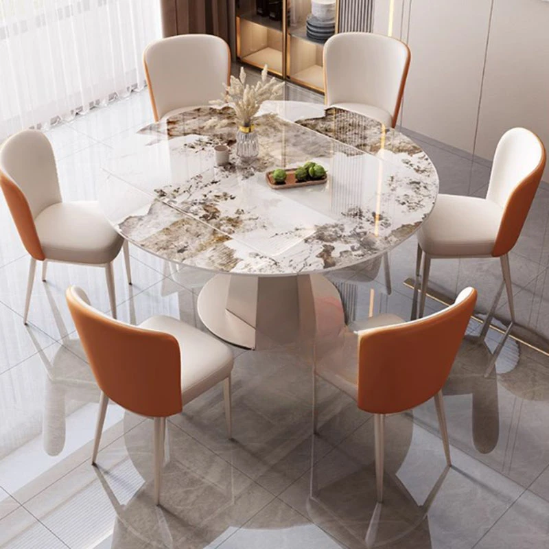 Итальянский европейский обеденный стол мраморные складные стулья кофейный