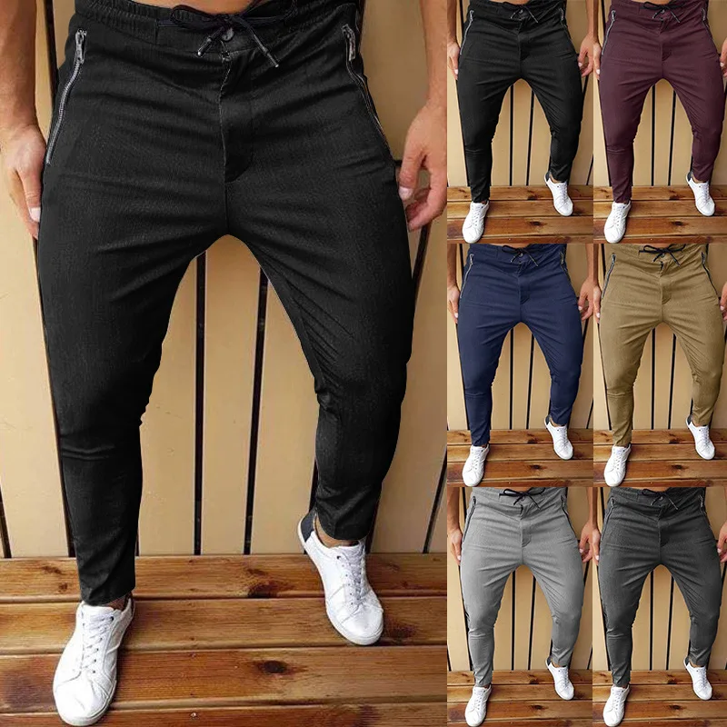 

Fashion Men's Slim Fit Solid Color Hip Hop Casual Pants Fashion Skinny Long Joggers Streetwear Pants Trousers Man Clothing