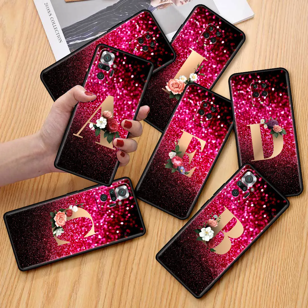 

Case for Xiaomi Redmi 9S 9 8 10 11 Pro K40 9C 9A 8T 7 9T 7A 8A Black Soft Silicone Phone Cover Shell Retro Ltter