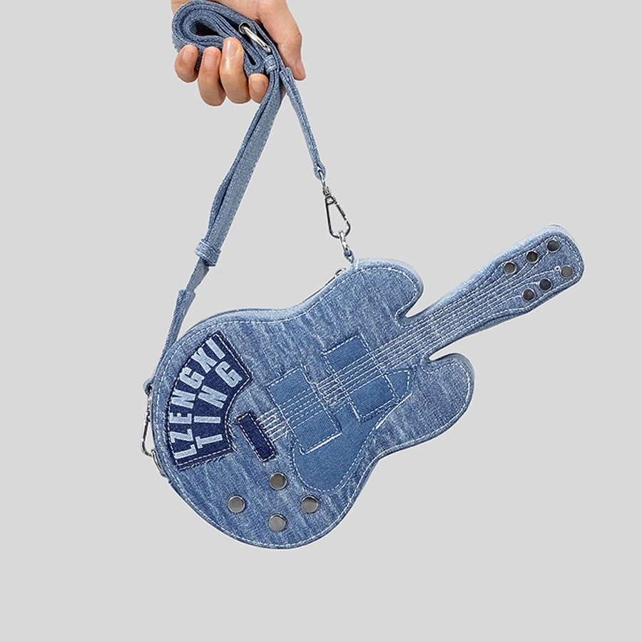 

Denim Personality Guitar Design Handbags Luxury Designer Bags For Women 2023 New Fashion High Quality Shoulder Crossbody Purses