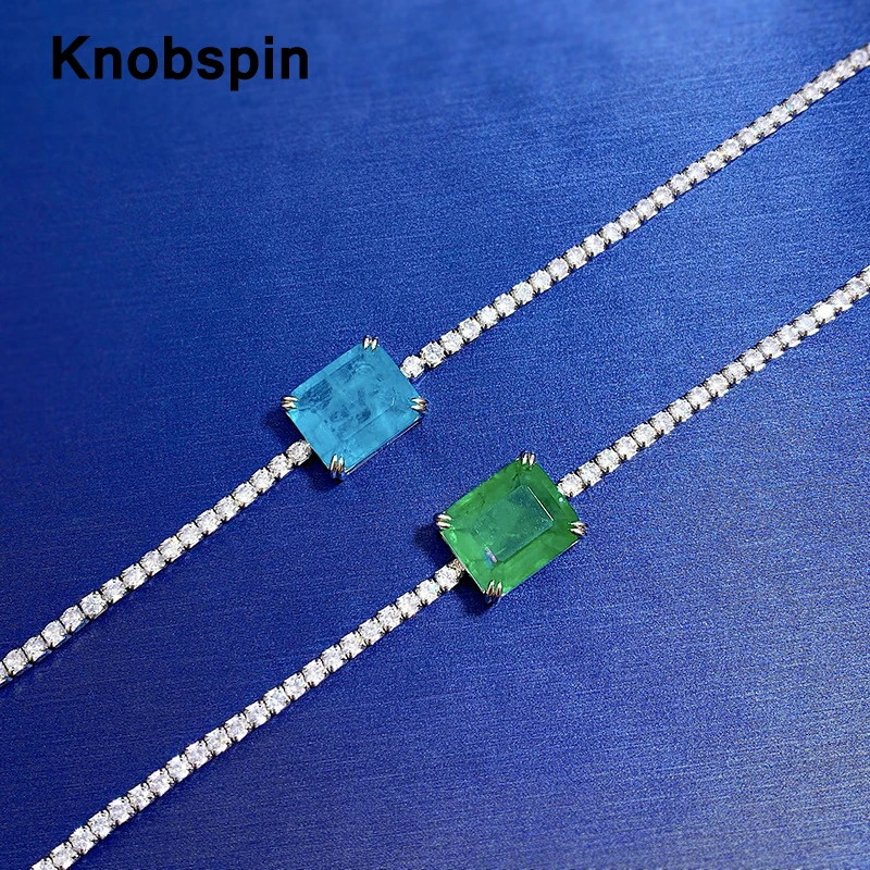 

Knobspin 10*12mm Laboratory Create Moissanite Super Flash Ladies Bracelets 100%-925 Silver Wedding Anniversary Fine Jewelry Gift