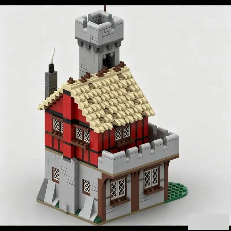 Набор для сборки средневекового замка-гостиницы MOC 1109: Архитектурная модель, развивающая игрушка, креативный коллекционный подарок, конструктор из блоков (art.: 3920dc018f2a8) - 3920dc018f2a8