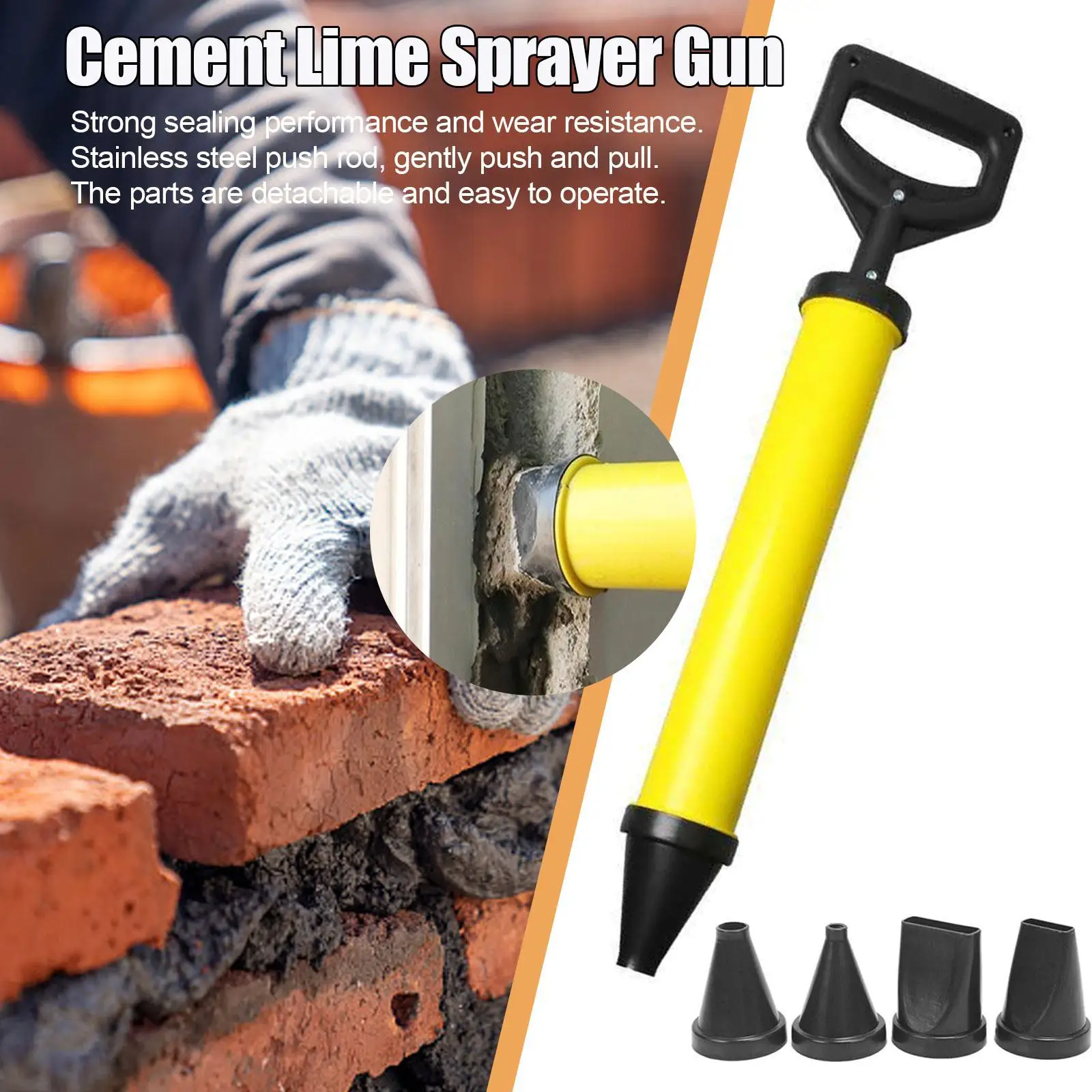 Caulking Gun Cement Lime Pump Grouting Mortar Sprayer Applicator Grout Filling Tools With 4 Nozzles