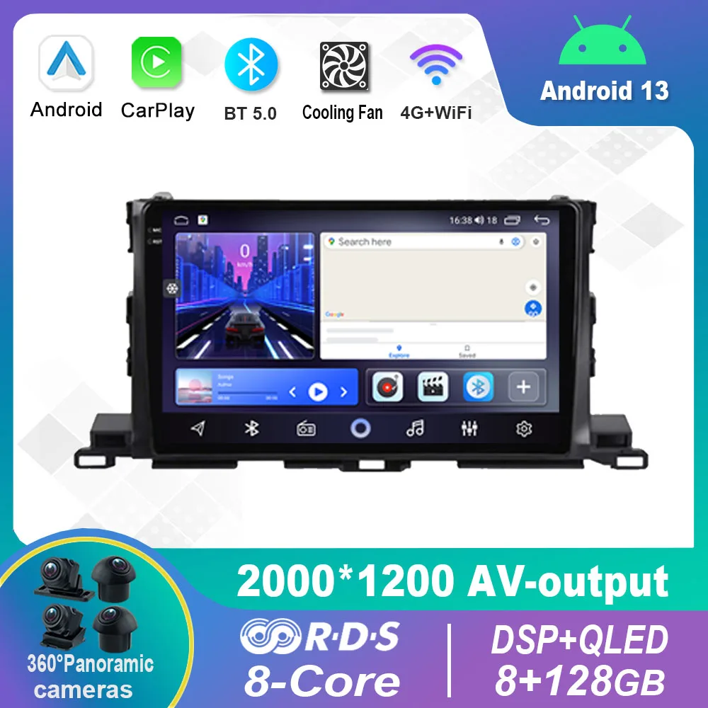 

Android 13.0 Car Radio Multimedia Video Player Navigation stereo For Toyota Highlander 3 XU50 2013 - 2018 GPS Carplay 4G WiFi