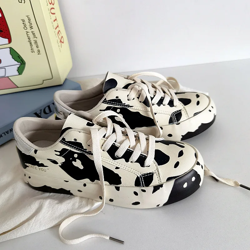 

2022 Spring New Women Sneakers Print Graffiti Animal Shoes Leather Waterproof Casual Shoes Girls Students Leisure Shoes B4-01