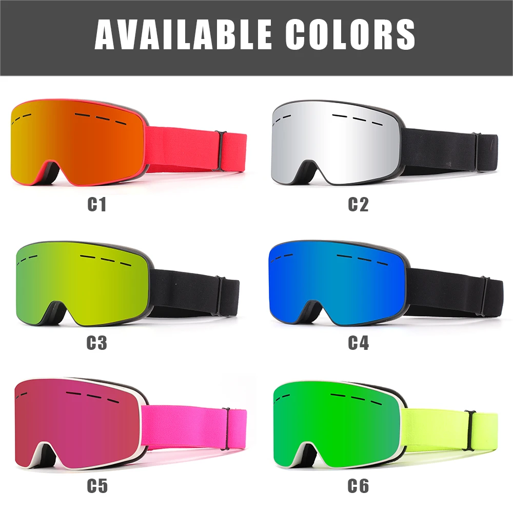 New Double Layer Anti-Fog Lens Ski Goggles UV400 Men's Women's Sports Ski Goggles Interchangeable Lens Skiining Eyewear