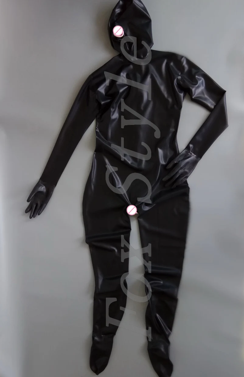 Новые поступления 100% натуральный латекс сексуальный комбинезон с ротом