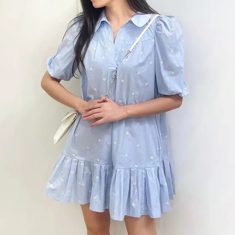 New Arrival Woman Dress Early Spring Summer Dresses Women Puff Sleeves Embroidery Summer Dress Vinage Woman Dresses