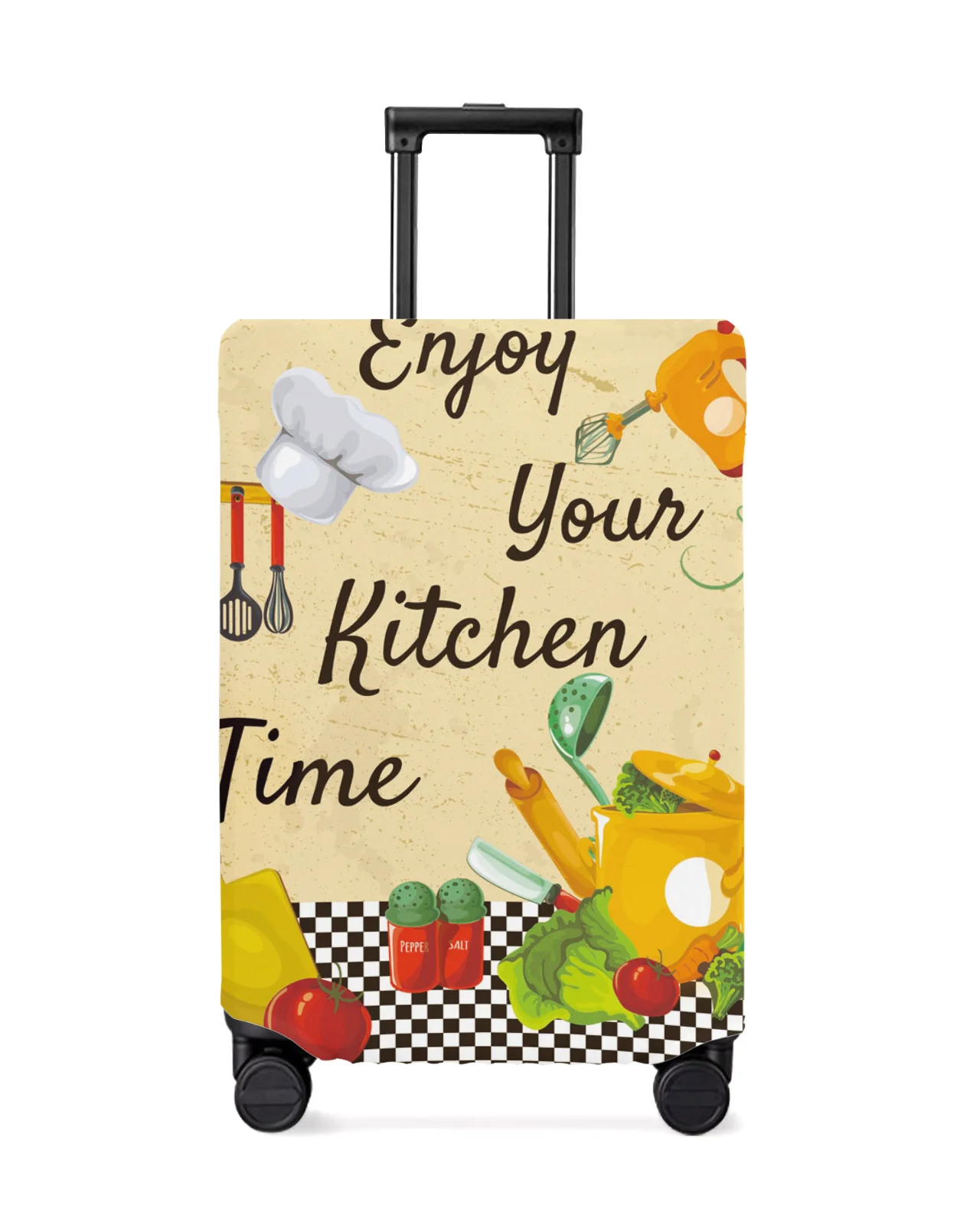 

Kitchen Vegetables Chef Hat Plaid Travel Luggage Cover Elastic Baggage Cover Suitcase Case Dust Cover Travel Accessories