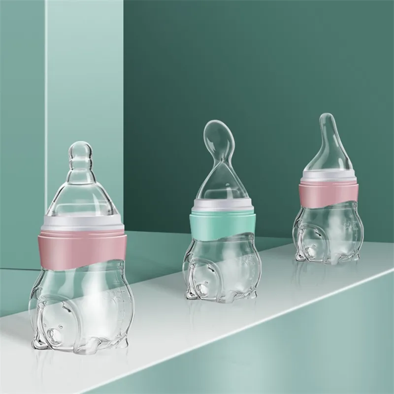 Eco baby silicone Hands Free biberones Product Baby Bottle Feeder Baby Feeding Bottle Spoon supplies set