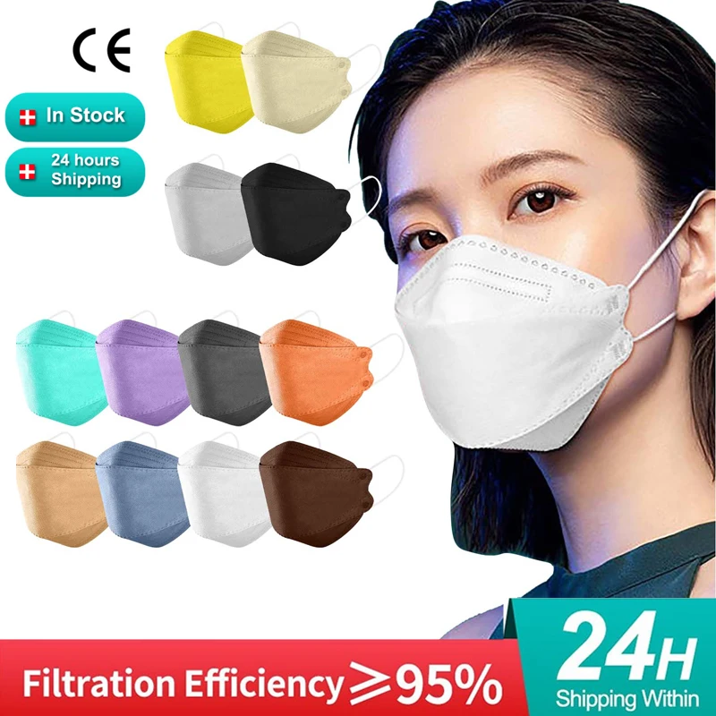 

10PCS Adult ffp2 mascarillas CE KN95 Masks Approved hygienic colors respiratory Filter Face Mask ffp2mask fish masks mascherine