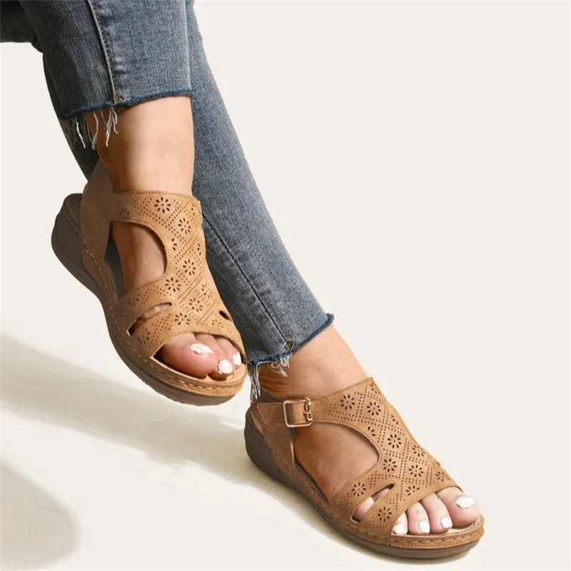 

Sandals Women 2022 Summer New Fish Mouth Roman Sandals Medium Heel Soft Bottom Open Toe Comfortable Large Size Women's Shoes