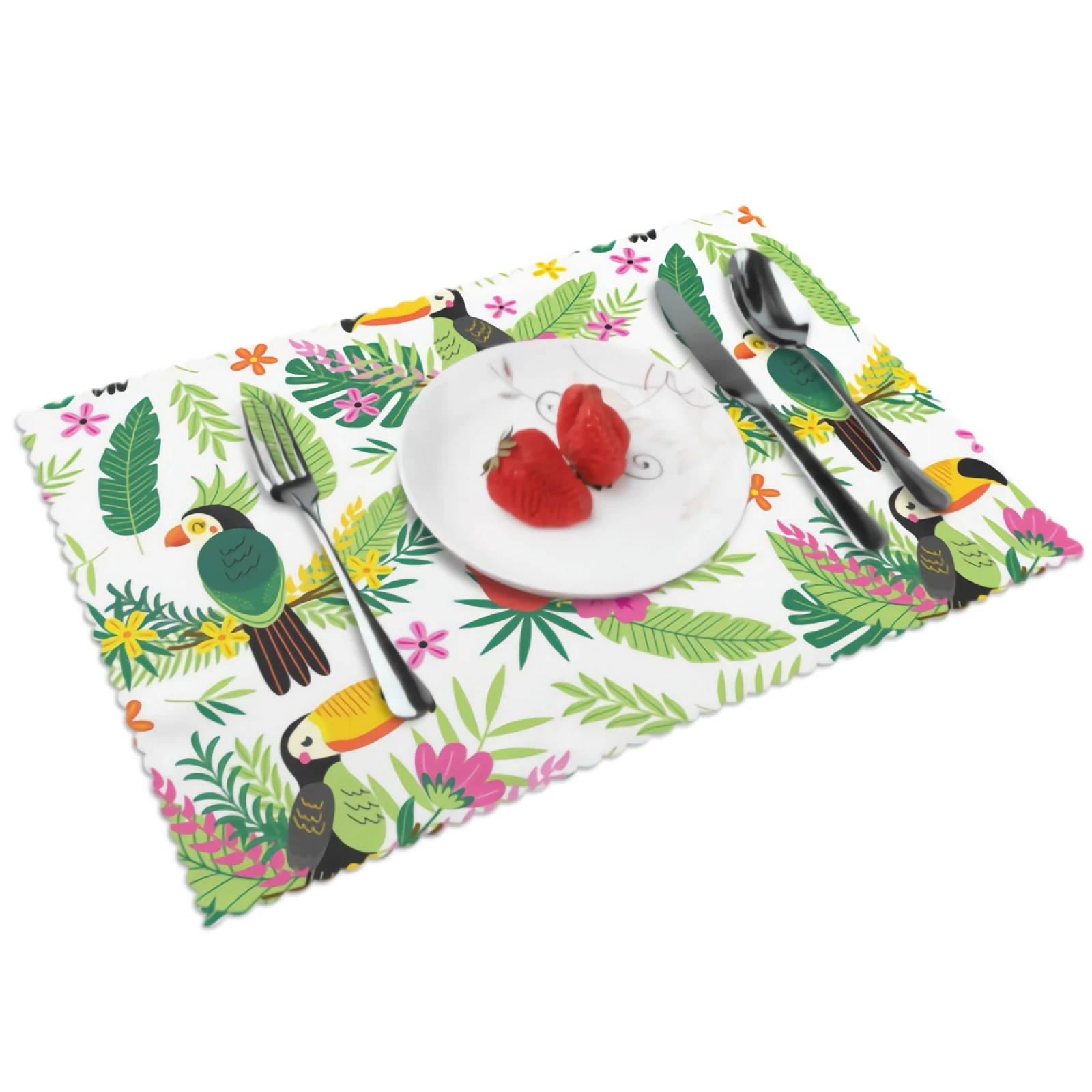 

Tropical Bird And Leaf Placemats for Dining Table Heat Resistant Table Placemats Set of 4 for Kitchen Dining Table