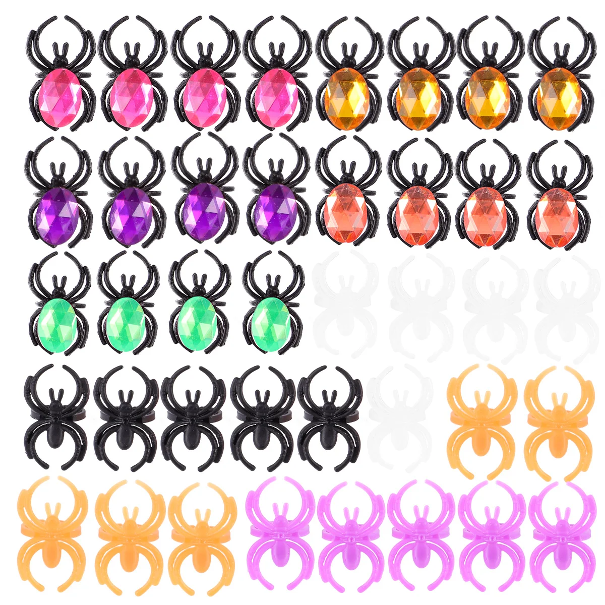 

50 Pcs Spider Rings Bulk Jewels Kids Toys Halloween Party Supplies Goodie Bag Fillers Favors Insect