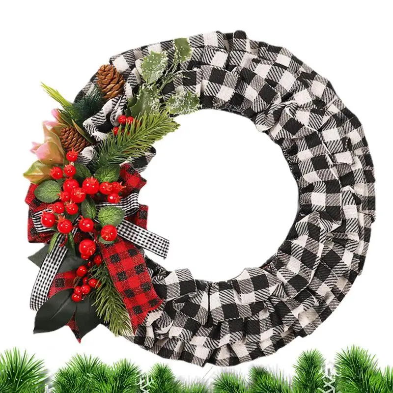 

Christmas Wreath Wall Decor Winter Holiday Ribbon Wreath With Bow And Artificial Flowers Farmhouse Wreath For Housewarming Gift