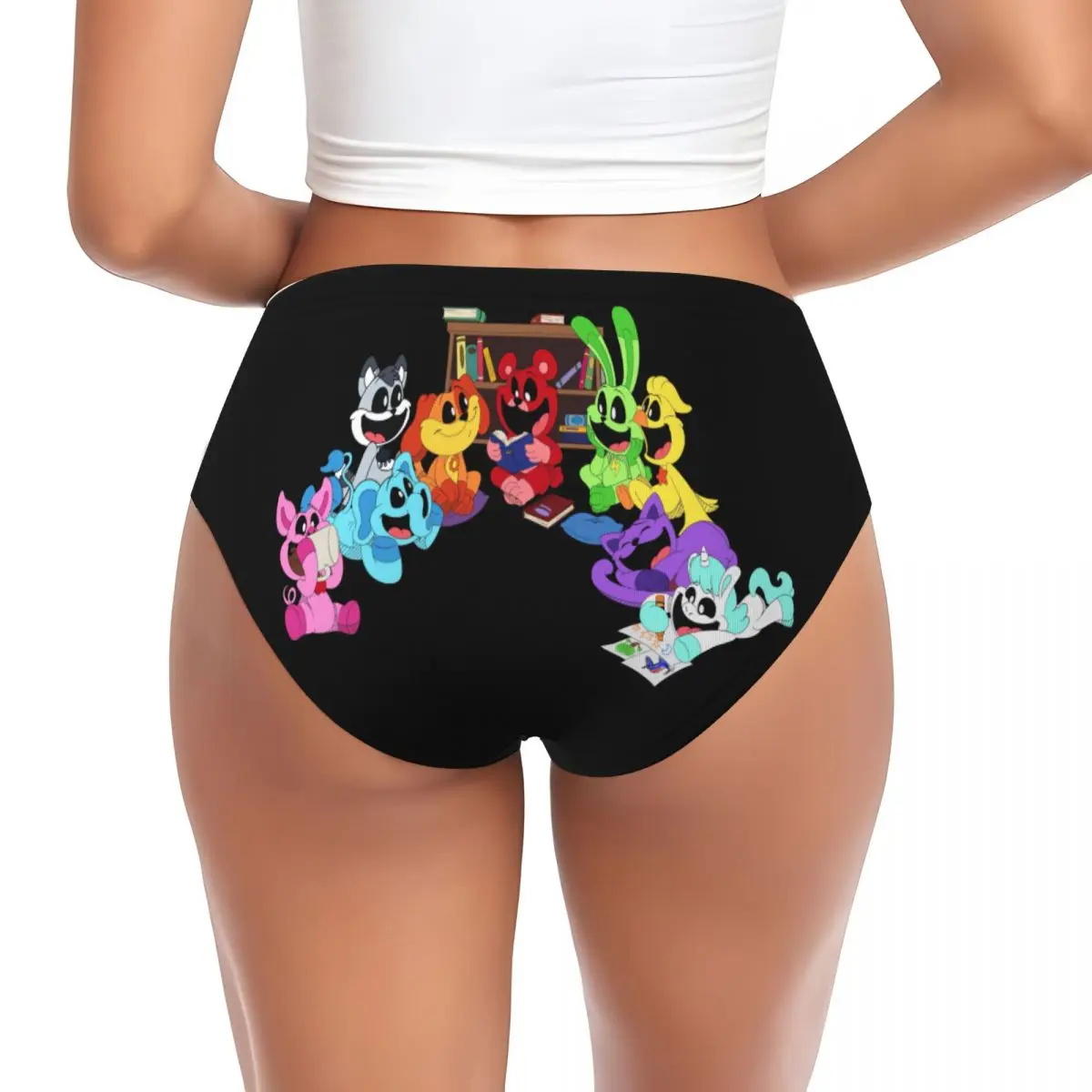 Красочные улыбающиеся трусики с большим ртом на заказ женские эластичные