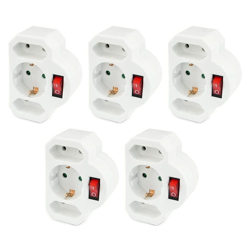 

5X розетка, адаптер, 3-сторонняя розетка европейского стандарта, выключатель, переключаемая розетка, переключатель с подсветкой, предохранит...