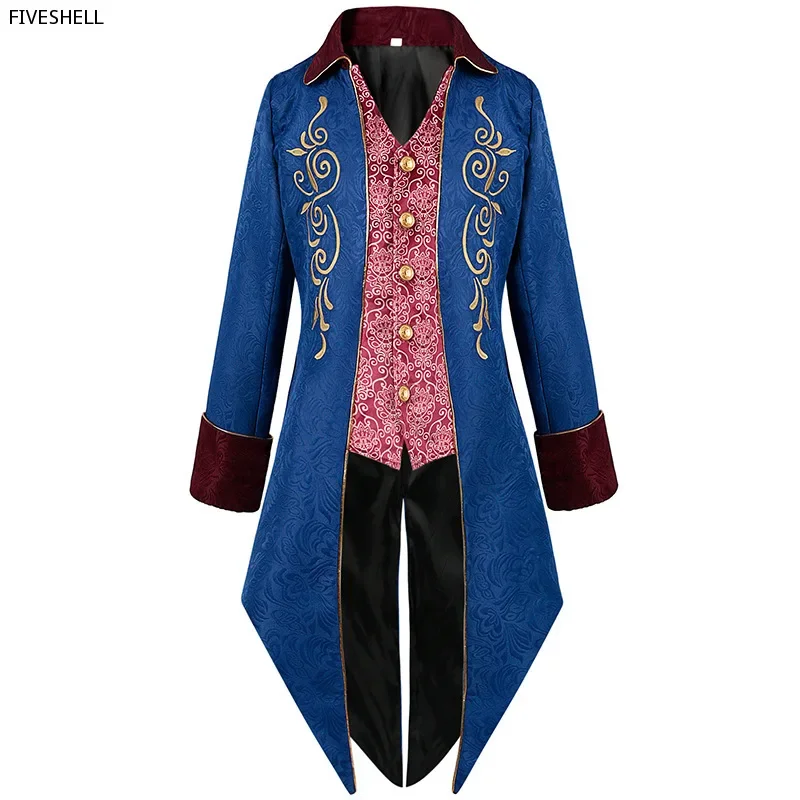 Средневековый жаккардовый викторианский Tuexdo косплей готический фрак Ренессанк