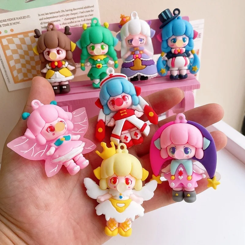 

Creative cartoon bubble elf girl jewelry accessories keychain bag DIY pendant blind box doll small gift keychain wholesale