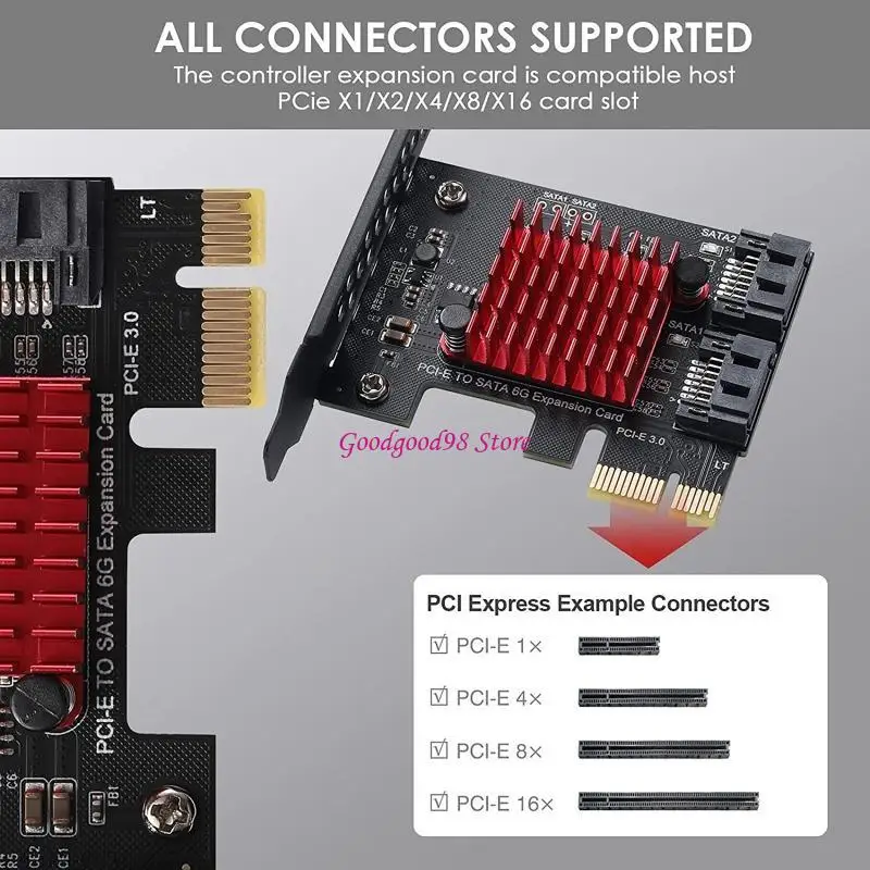 Фото 2-портовая карта расширения PCI-E GEN3, 6 Гбит/с, двойной адаптер sata3.0 Fast PCIE, чип JMICRON + чип JMB582, полная №2