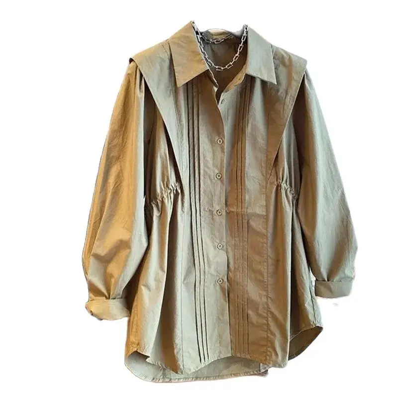 Блузка женская демисезонная со складками Модный повседневный топ свободного