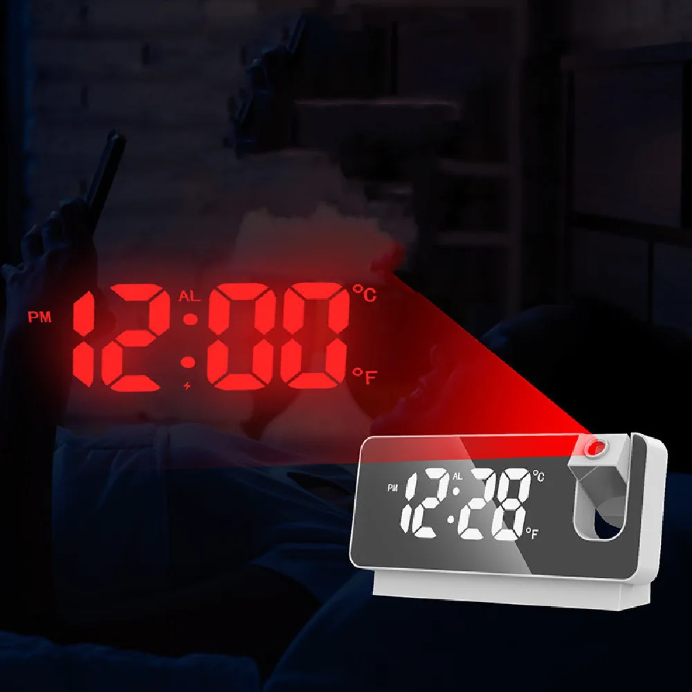 

Проекционный будильник, зеркальные часы, дисплей с функцией повтора для дома, спальни, офиса, настольные часы