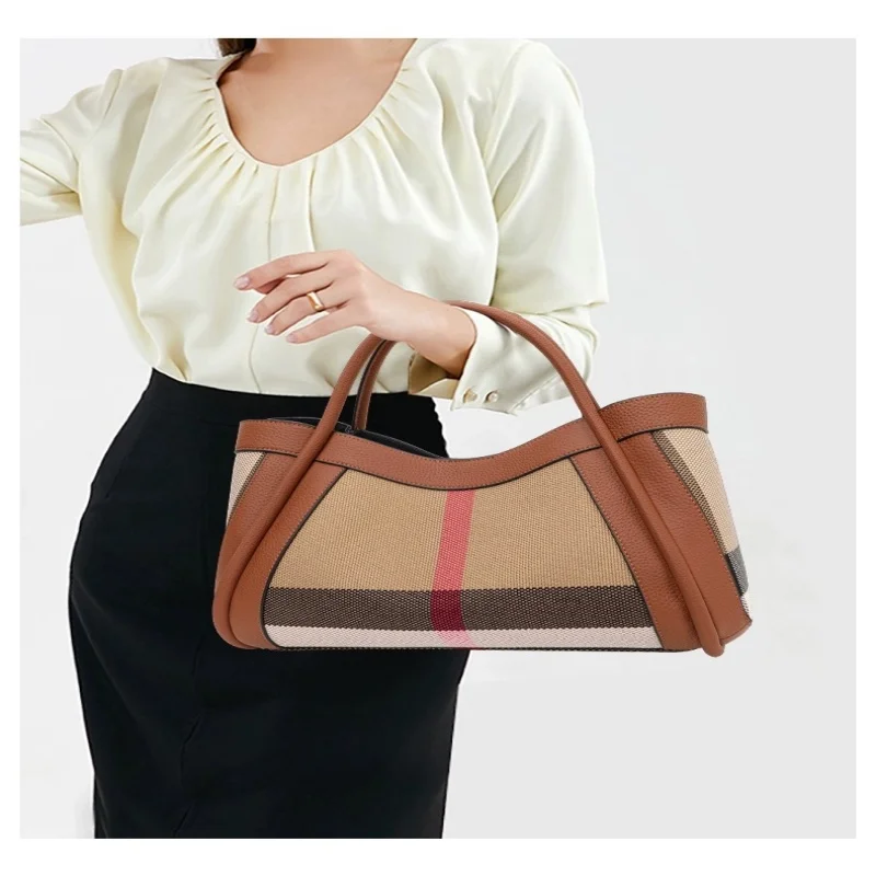 ZOCI 2024 новая клетчатая женская сумка в стиле ретро модная и продвинутая холщовая