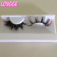 lovgge 18mm natural mink colored glitter lashes wholesale bulk light pink blue red green yellow eyelash glam party drop shipping