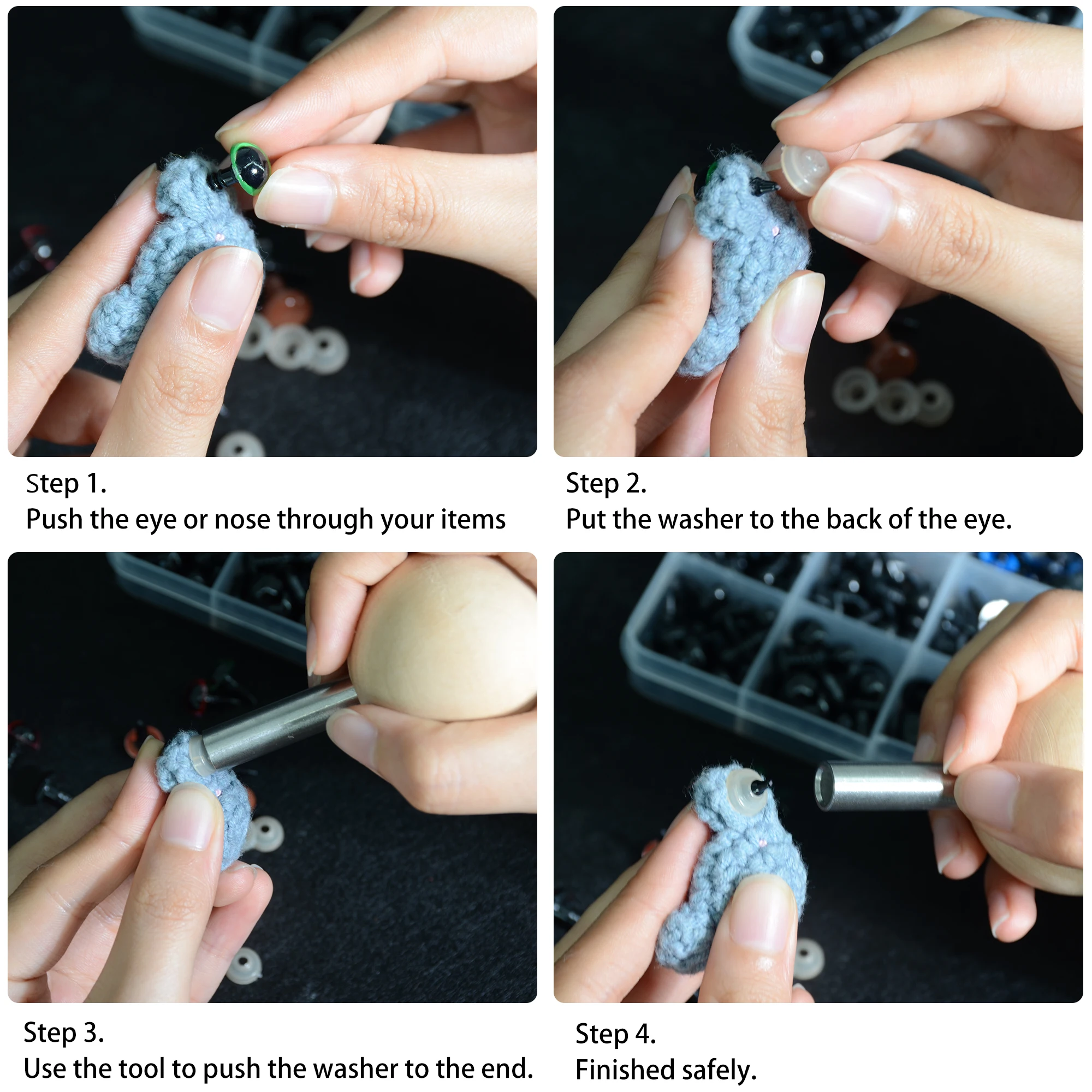 Инструмент для надежной фиксации глаз шайбы кукольные глаза и Носы Для Amigurumi