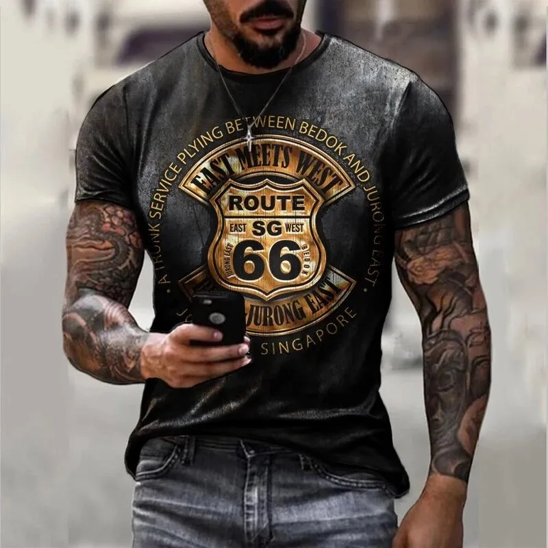 

Summer Short Sleeve Shirts For Men Street Fashion O Neck Tshirt Printing Casual Sports Male T-shirt Top 2022 Trend Mens Clothes