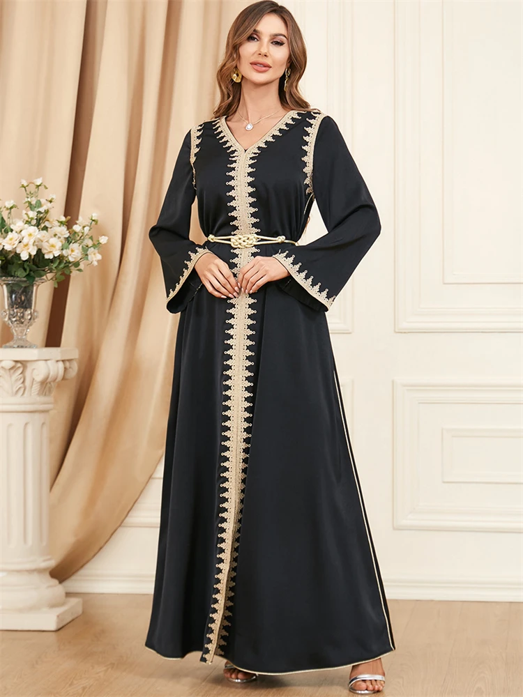 

Ramadan Eid Mubarak Black Abaya for Women Dubai Turkey Indian Islam Hijab Muslim Fashion Dress Kaftan Robe Longue Femme Dresses