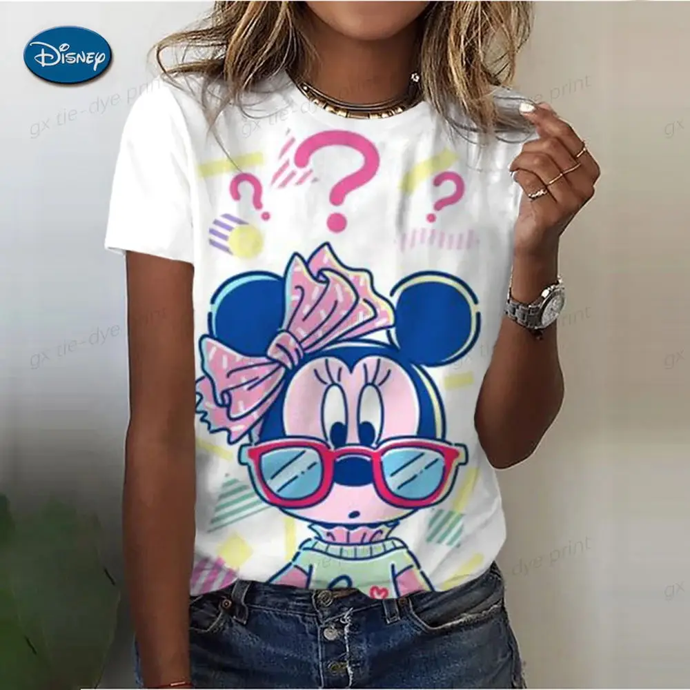 Женская футболка в стиле ретро с принтом Микки Мауса женская круглым вырезом топ