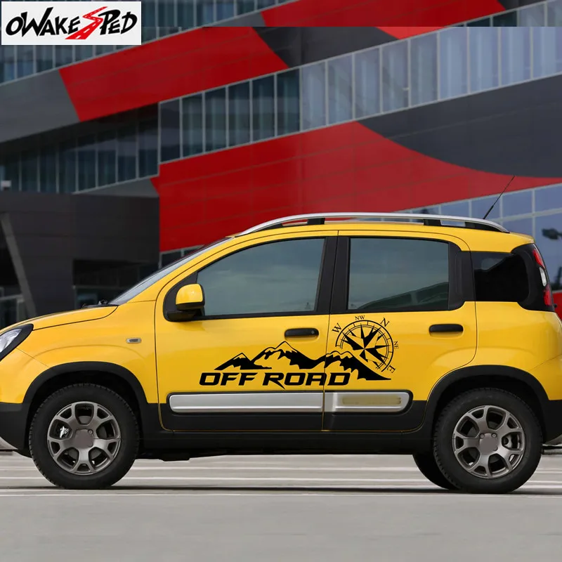 1 комплект виниловых наклеек с компасом и изображением гор обе стороны кузова