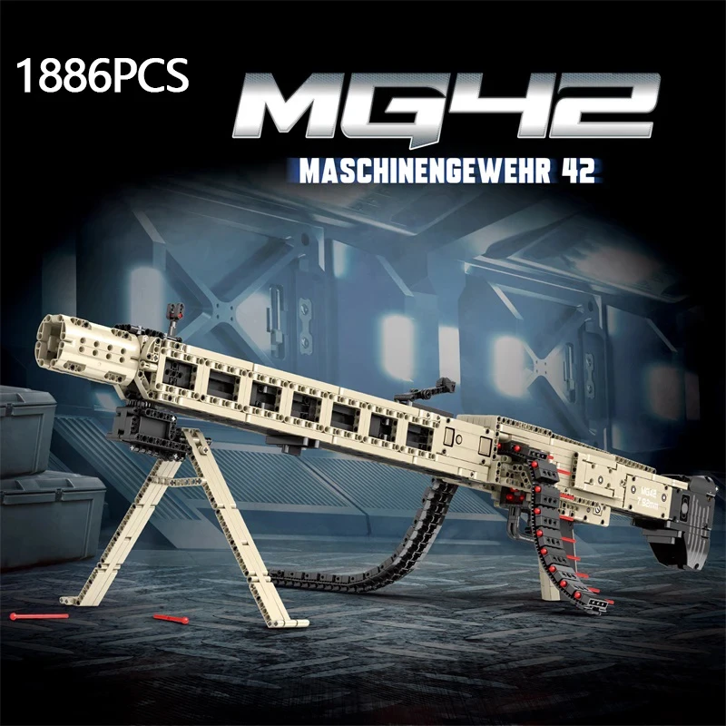 Электрический пистолет AmazingBlocks MG42 строительные блоки 1886 шт. тема Второй мировой