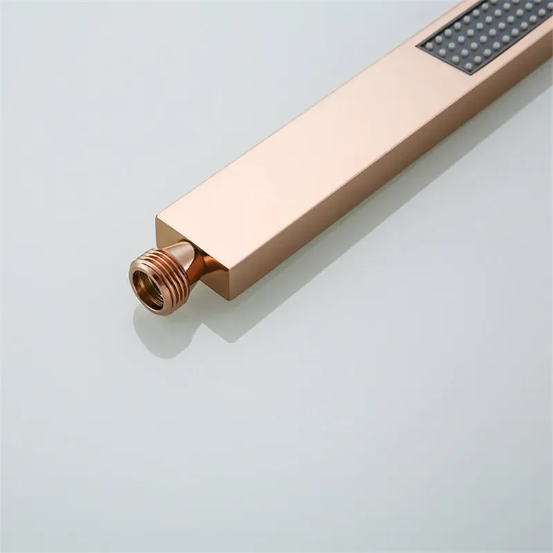 Набор для душа в ванную комнату квадратный смеситель цвета розового золота с