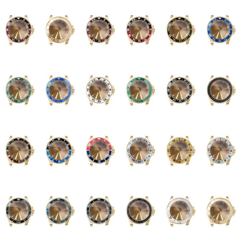 PVD Rose Gold Stianless Steel Watch Case 40mm Sapphire Magnifying Glass Fits For NH35 NH36 Movement Repair Parts