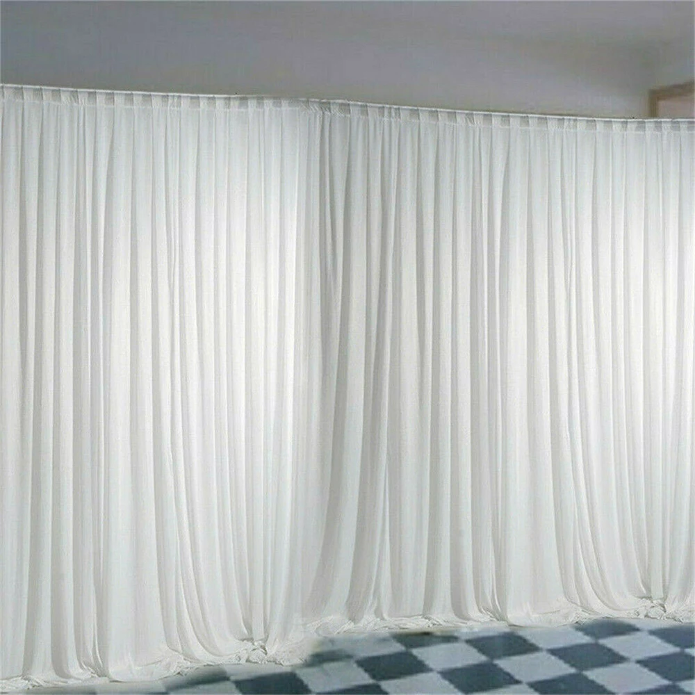 2x2m/3x3M White Sheer Silk Wedding Party Backdrop Drape Panels Hanging Curtains Events Party Stage Background Decor Accessories images - 6