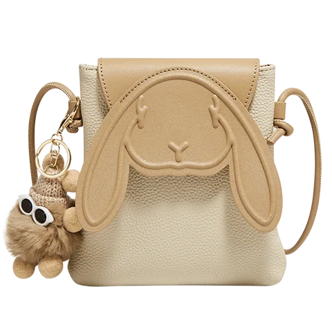 FOXER женская кожаная сумка через плечо с милым кроликом, маленькая сумка через плечо, сумка для мобильного телефона