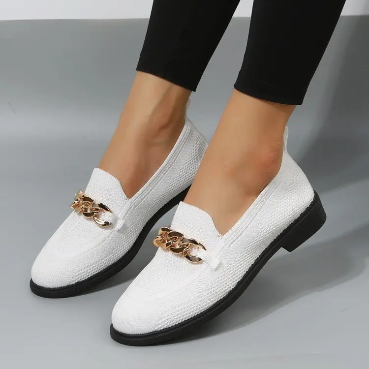 

Spring Summer Flat Heel Moccasin Shoes Casual Slip On Hollow Flats Women Knitting Fabric Sneakers Women's boots