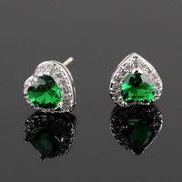 anglang bright redgreen stud earrings full dazzling cubic zirconia fashion womens earrings piercing ear jewelry